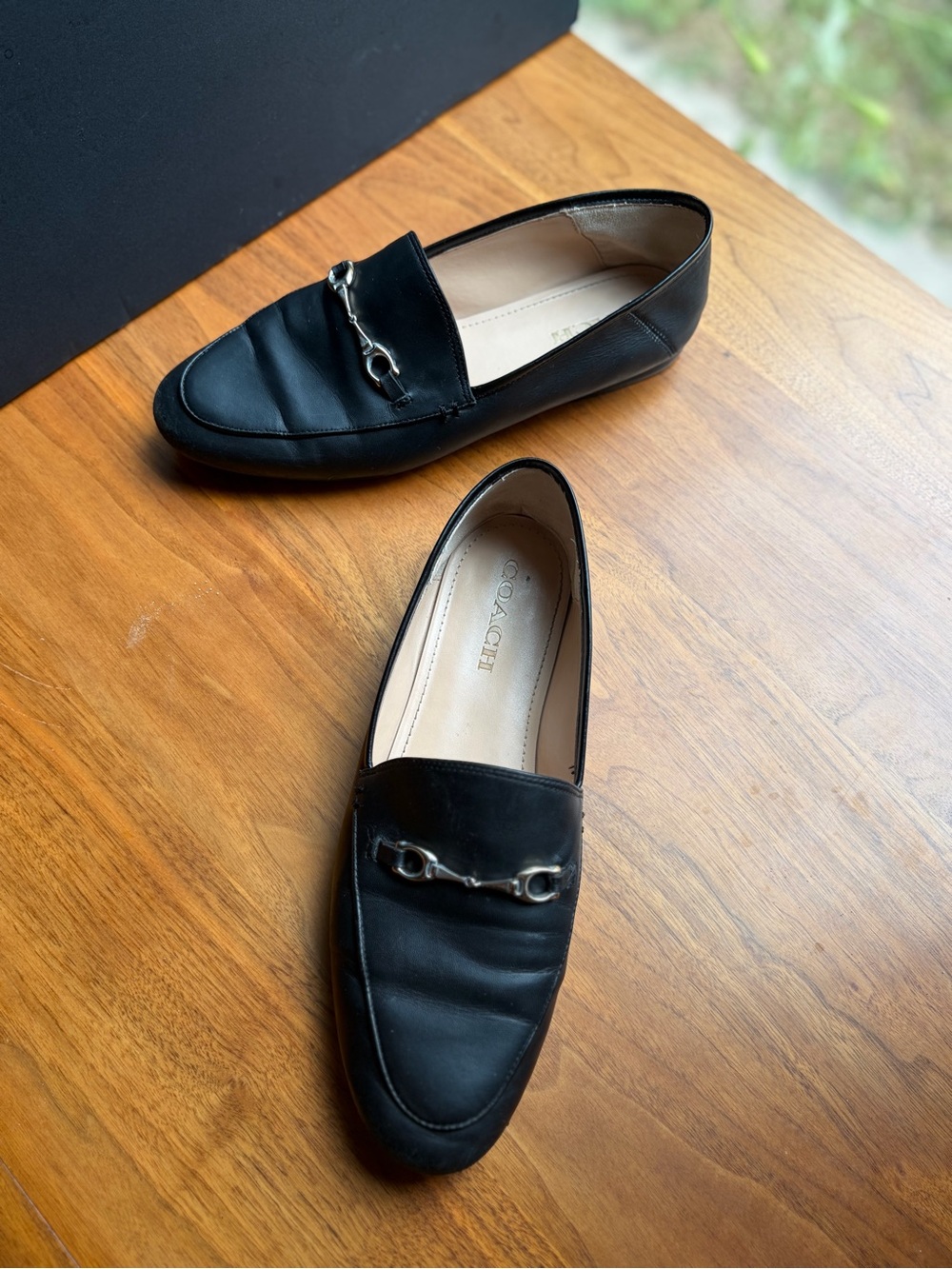 Coach Haley Loafer Womens 10 B Black Leather Silver Horsebit Convertible Mule